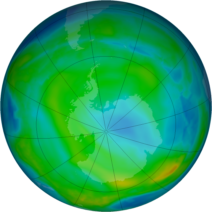 Antarctic ozone map for 01 July 2008